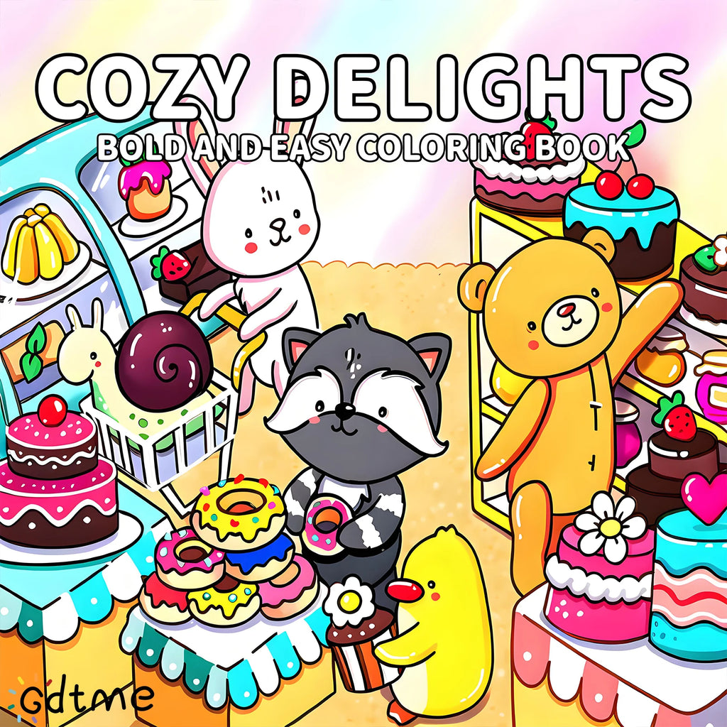 COZY DELIGHTS Cute & Comfy Coloring Book for Adults Cute Drawing Book Perfect Gift for Party and Birthday - Sun Studio