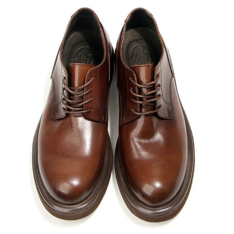 high-quality Men's casual Leather shoes Handmade retro Platform shoes Men Cow Leather Footwear wear resistant comfort Male shoes - Sun Studio