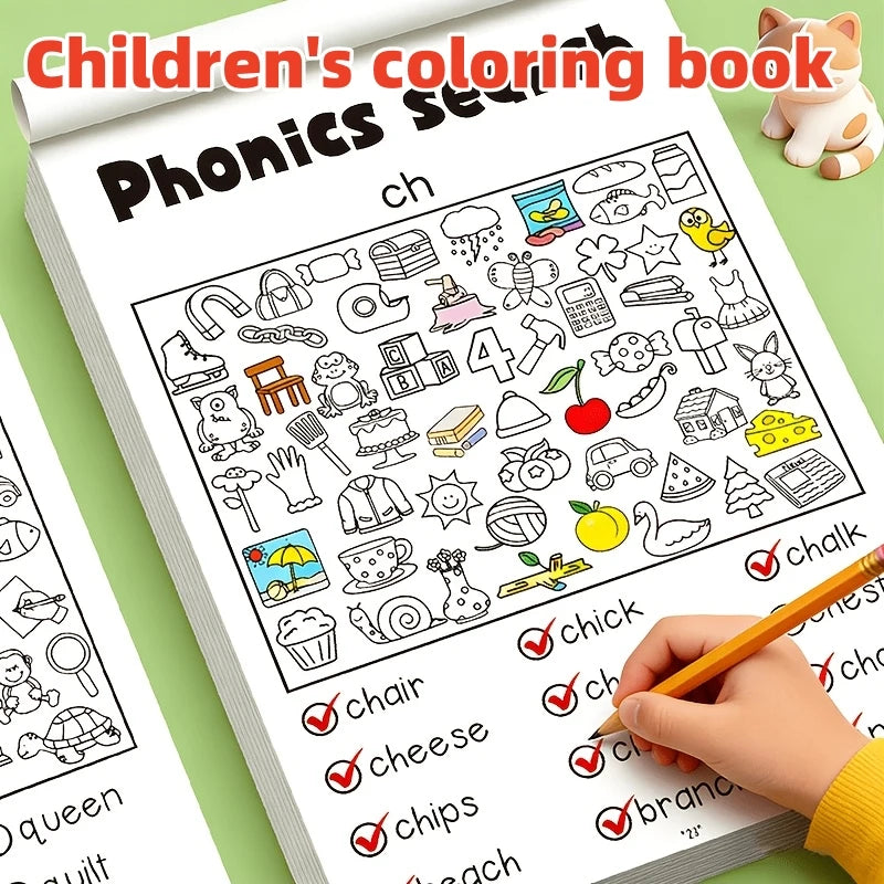 3pcs Cartoon Fun Puzzle Children Coloring Book Look Find Early Kid Education Find Items Observation Focus Enhance Coloring Book - Sun Studio