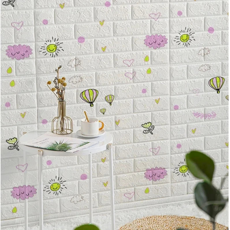 3D Selbstklebende Tapete 70cm*1/5/10m Kontinuierliche wasserdichte Ziegelwand Aufkleber Wohnzimmer Schlafzimmer Kinderzimmer Wohnkultur