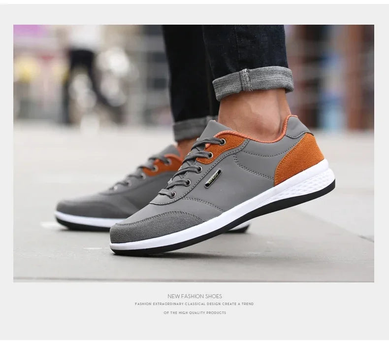YRZL Men Shoes Spring Autumn Waterproof Walking Sneakers Leisure Male Leather Sports Shoes Non-Slip Footwear Tennis for Men - Sun Studio