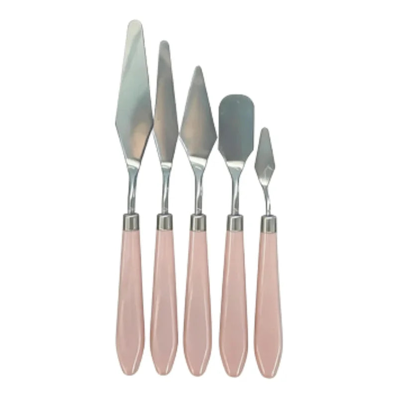 5Pcs Blue Palette Knife Set, Stainless Steel Oil Painting Scrapers, Watercolor Acrylic Paint Mixing Knives, Professional Art - Sun Studio