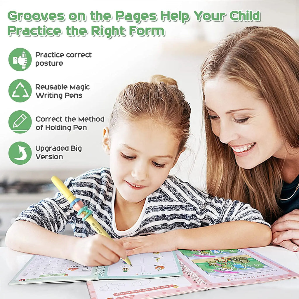 Free Shipping Reusable Montessori Toys French English Spanish Copybooks Pen Writing Sticker Magic Copybook for Calligraphy - Sun Studio