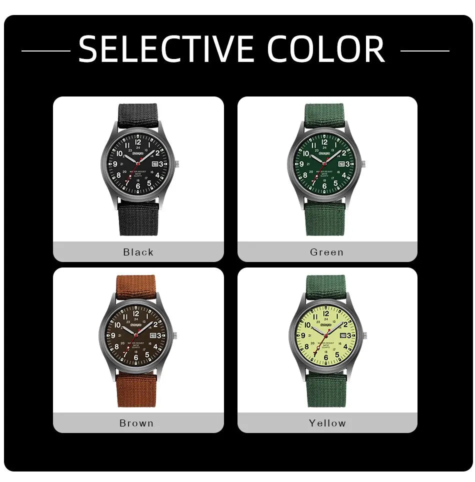 Fashion Mens Watches Luminous Hands Clock Luxury Military Sports Calendar Quartz Wristwatch Men Casual Nylon Watch Reloj Hombre - Sun Studio