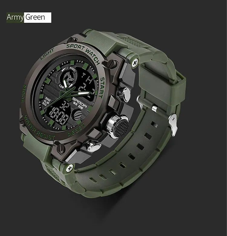 SANDA Top Luxury Watches Men Military Army Mens Watch Waterproof Sport Wristwatch Dual Display Watch Male Relogio Masculino - Sun Studio