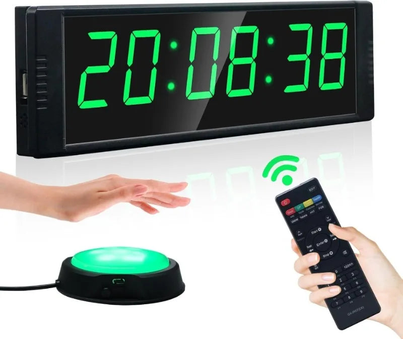 Gym Timer Clock for Home Fitness Timer with Stopwatch Button, Large Digital Stopwatch Countdown Clock, 12/24H Digital Wall Clock - Sun Studio