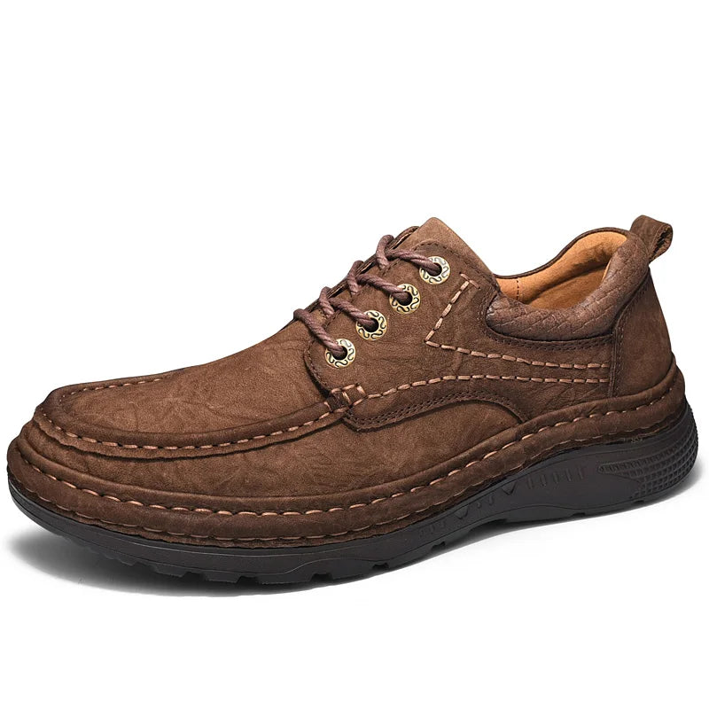 Echtes Leder Herren Slipper Rutschfeste Gummi Männliche Freizeit Schuhe Vintage Stil Geh Schuhe Slip-On Wanderschuhe Luxus Mokassins
