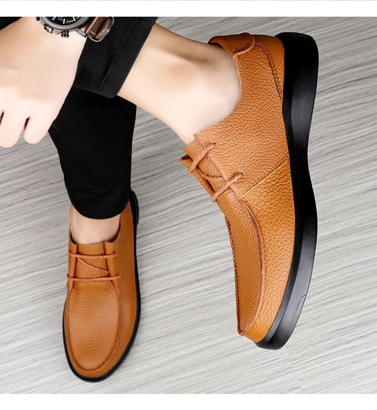 Casual Leather Shoes Men Loafers Trend Brand Business Shoes Autumn Slip on Flat Man Sneakes Comfortable Moccasins Zapatos Hombre - Sun Studio