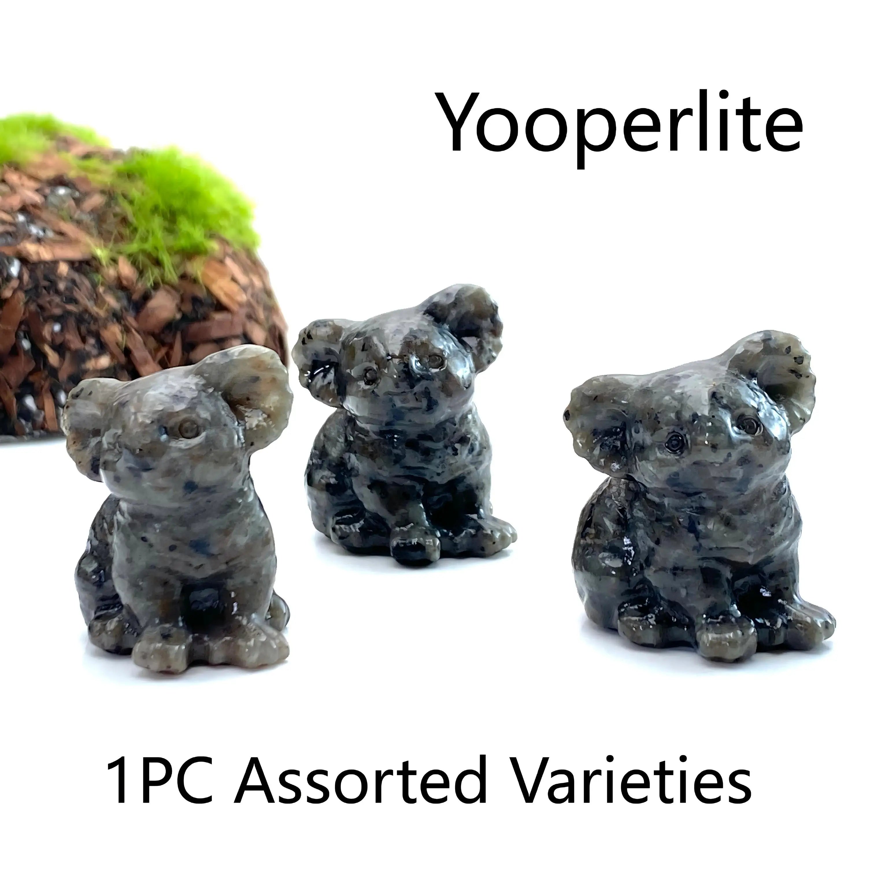 1PC Koala Carving Yooperlite Obsidian Firework Garnet Yellow Calcite - Home Decor Ideal for Graduation Gift Festival Decoration - Sun Studio