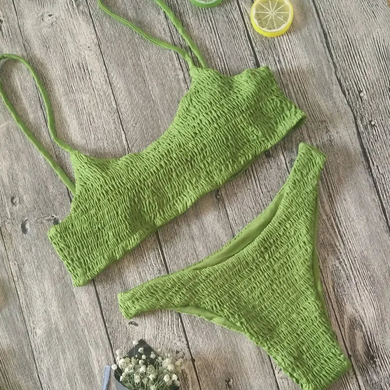 New Hot Sale Sexy Women Push-up Padded Bra Bikini Set Pleated Swimsuit Swimwear Swimming Beach Bathing Costume Bikini Set - Sun Studio