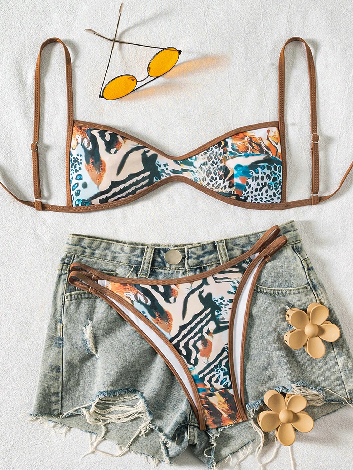 Circyy Sexy Bikini Set Women Fashion Print Beachwear Halter Backless Holiday Female Split Swimsuit Summer New Chic Bathing Suit - Sun Studio