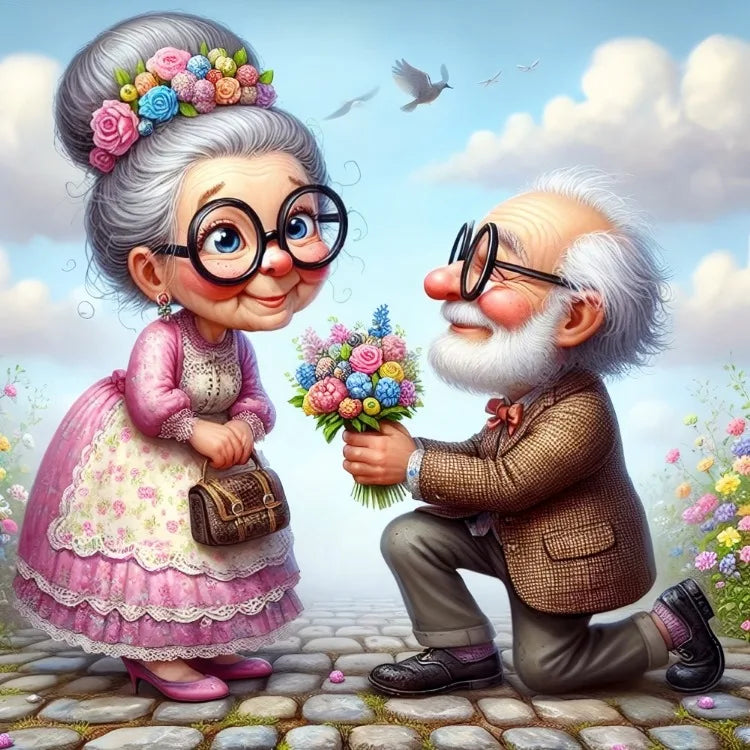 Feenstaub AB Cartoon Opa und Oma 5D DIY Diamantmalerei Kreuzstich Kunst Mosaik Vollstickerei Wohnkultur Geschenk für Kinder