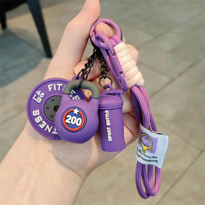 Fitness Keychain Gym Lovers Fitness Enthusiast Gift Barbell Dumbbell Keychain Fitness Bag backpack Charms - Sun Studio