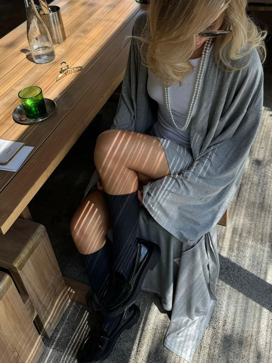Hirsionsan Modal Soft Loose Sets Women 2026 Casual Two Pieces Long Sleeve T Shirts and High Waist Dresses Outfits Tracksuit