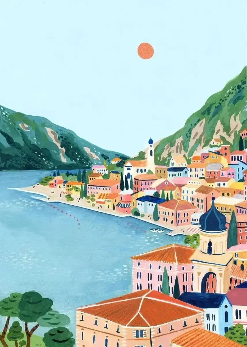 Holland Tulips Poster Santorini Positano Italy Amsterdam Travel City Poster Wall Art Canvas Painting Prints Europe Home Decor - Sun Studio