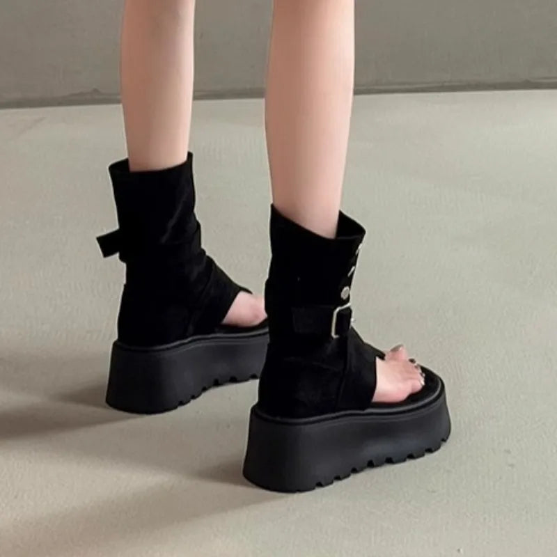 Women's Sandals Summer Fashion Bohemian Platform Sandals Hollow Out Ort Tube Pants Women Boots Retro Roman Boots Sandalias Mujer - Sun Studio