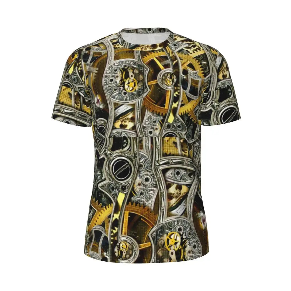 Gym T Shirt For Men Steampunk Design T-Shirts Fashion Wonderful Clockwork Vintage Summer Tees O Neck Streetwear Design Tops - Sun Studio