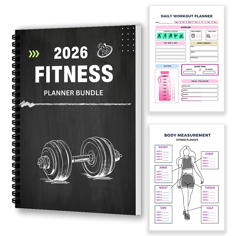 1PC Fitness Planner Bundle-Fitness Journal Workout Log Book Bundle – Fitness Plan Book - Schedule-Daily Fitness Planners - Sun Studio
