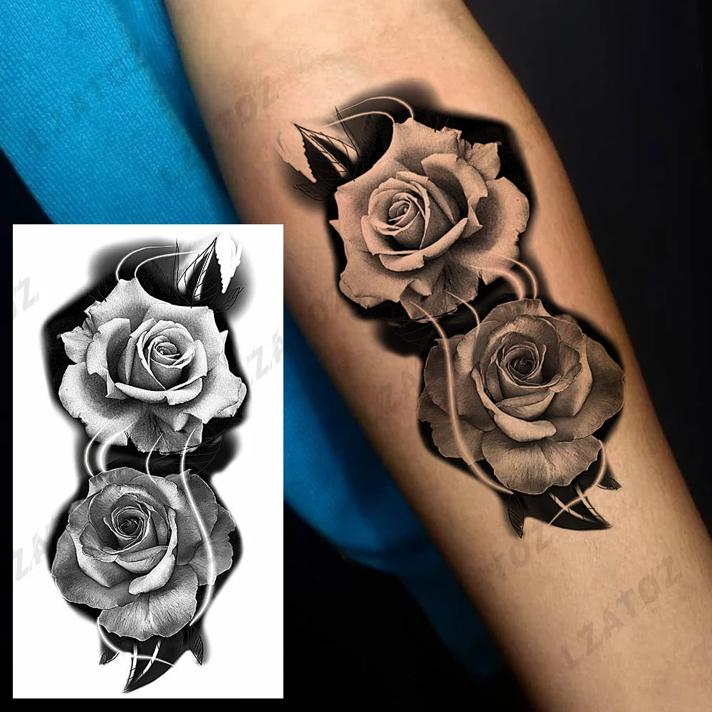 Unique Triangle Ocean Wave Temporary Tattoos For Men Women Realistic Tiger Lion Fake Tattoo Stickers Saying Transfer Art Tatoos - Sun Studio