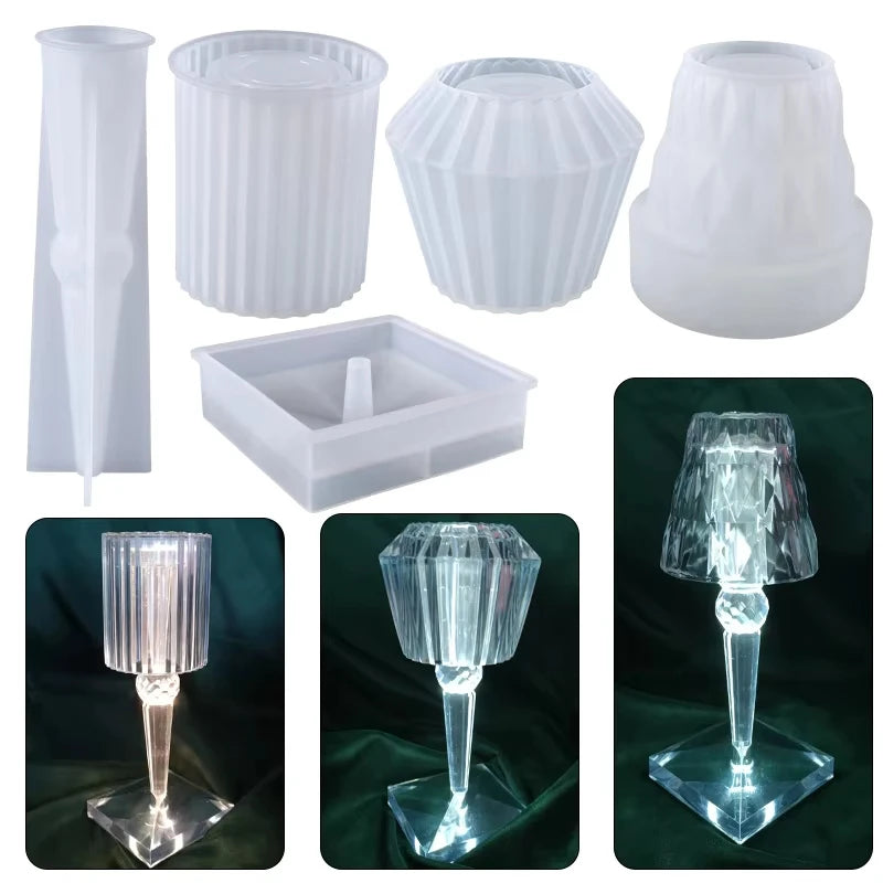 DIY Epoxy Resin Table Night Lamp Silicone Mold with Diamond Pattern Crystal Lamp Resin Mold Plant Pot Mold Home Decoration Craft - Sun Studio