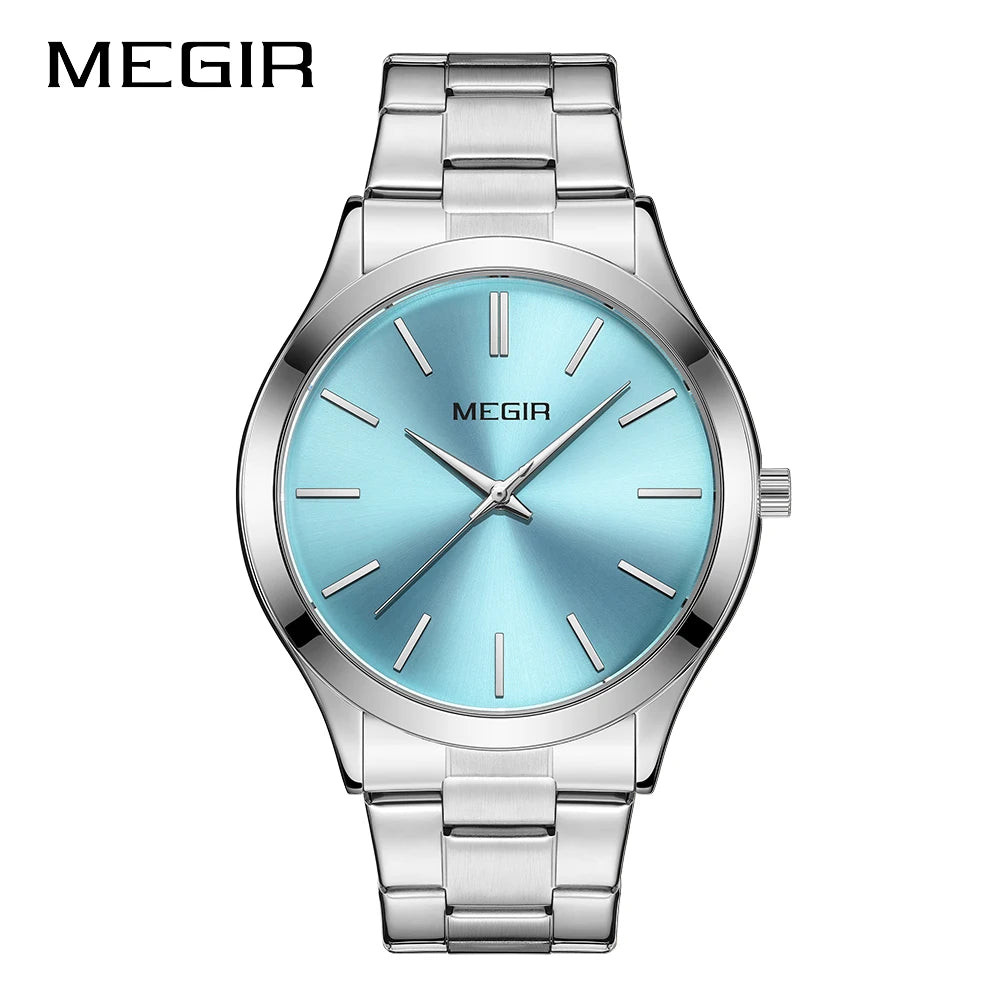 MEGIR Business Luxury Men's Watches Stainless Steel Luminous Waterproof Man Wristwatch Fashion Casual Men Quartz Watch Reloj - Sun Studio