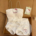 Kawaii Hello Kitty Cartoon Beach Swimsuit Sanrio Women Vest Shorts Suit Pajamas Homewear Casual Underwear Home Clothes Girl Gift - Sun Studio