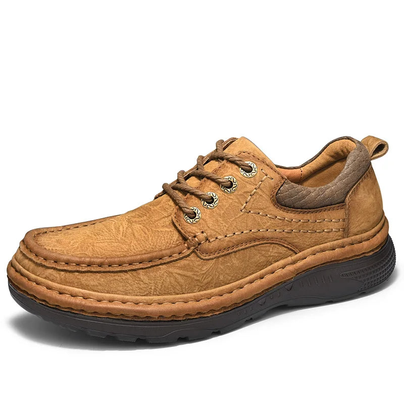 Echtes Leder Herren Slipper Rutschfeste Gummi Männliche Freizeit Schuhe Vintage Stil Geh Schuhe Slip-On Wanderschuhe Luxus Mokassins
