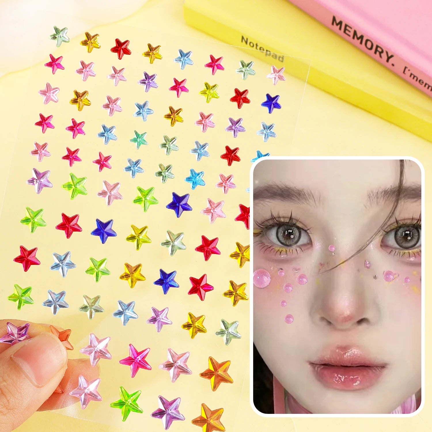 Star Face Makeup Diamond Patch Dazzling Star Festival Modernist Face Stickers Women Girls Colorful Rhinestone Tattoo Eyes Deco - Sun Studio