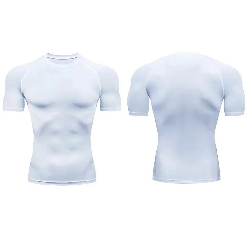 Fitness clothes men's outdoor sports quick drying short sleeved t-shirt training pro running stretch tight fitting clothes yoga - Sun Studio