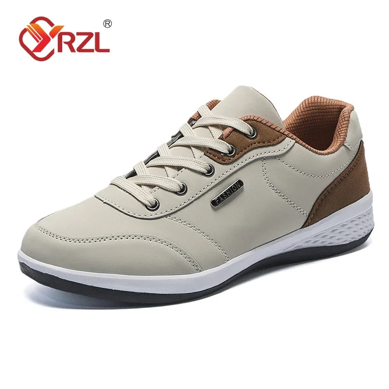 YRZL Men Shoes Spring Autumn Waterproof Walking Sneakers Leisure Male Leather Sports Shoes Non-Slip Footwear Tennis for Men - Sun Studio
