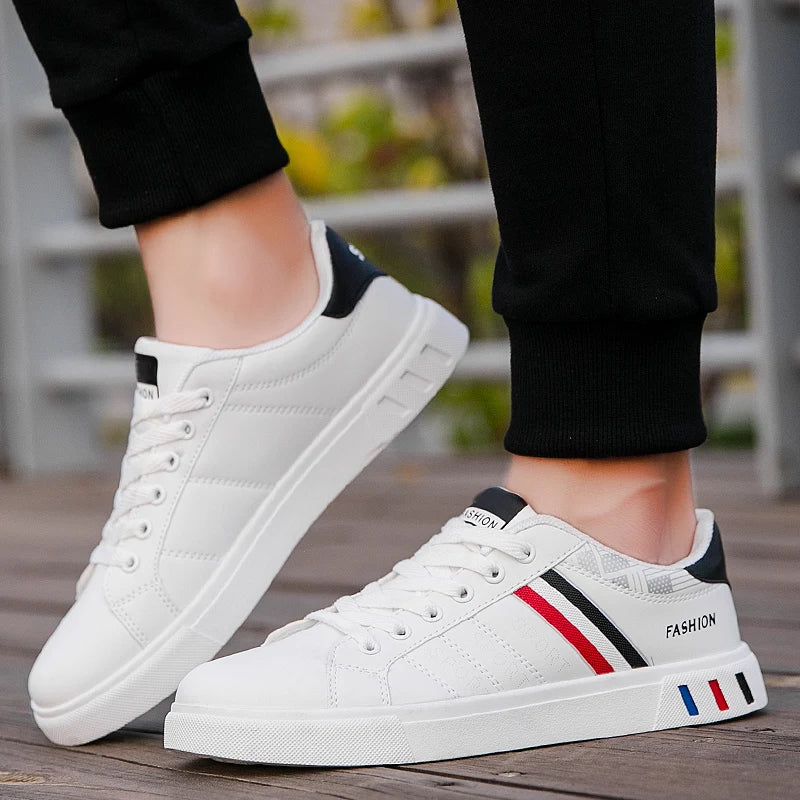 2024 Mens Casual Sneakers New Fashion Lace-up White Shoes Student Comfort Sports Plus Size Vulcanized Shoes Zapatillas De Hombre - Sun Studio