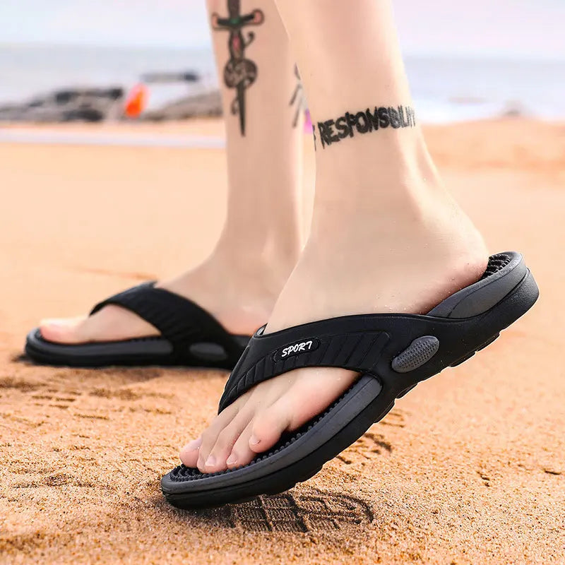 Vanmie Summer Slippers Men Massage Beach Flip Flops Men Slippers 2024 Casual Anti-slip Beach Slippers for Men Fashion Flip-flops - Sun Studio