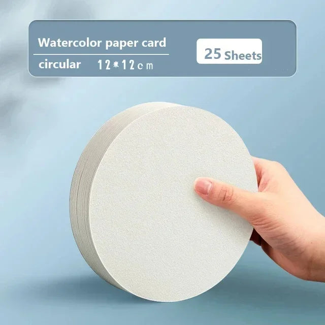 Square/Round Watercolor Paper 300g 25 sheets Professional Water Color Paper Postcard For Painting School Supplies - Sun Studio