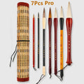 7/11Pcs Chinese Calligraphy Brush Set Kanji Japanese Sumi Painting Drawing Artist Writing Brushes With Roll-up Bamboo Pen Bag - Sun Studio