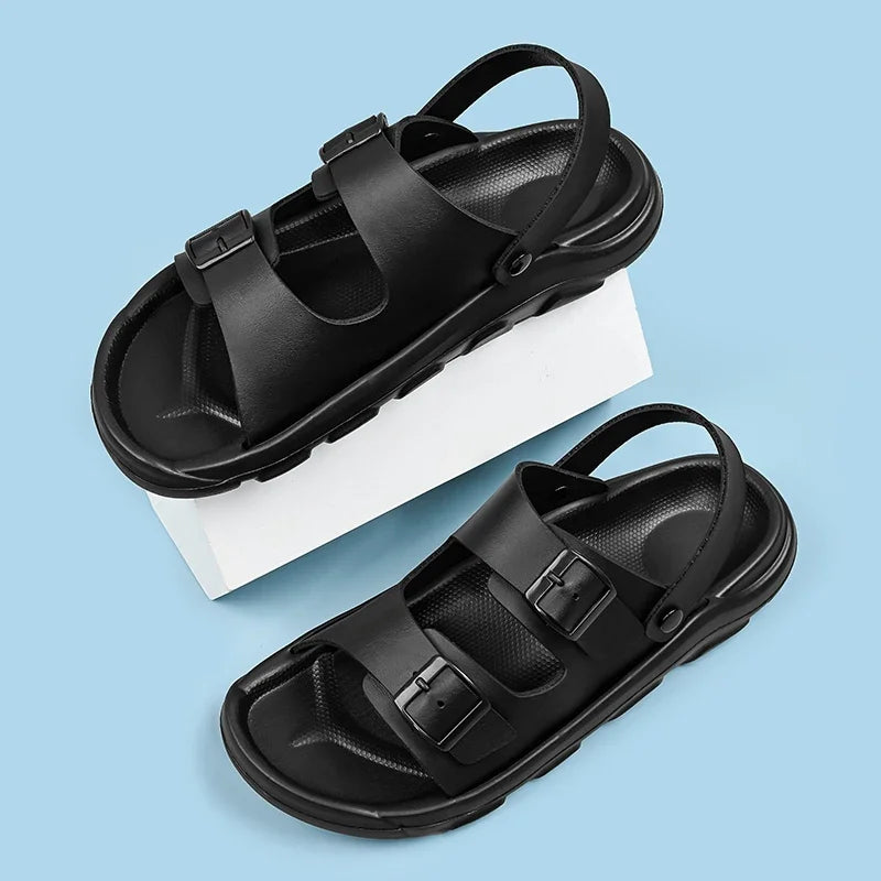 Summer Sandals for Men Lightweight Cushioned Slippers with Anti Slip and Breathable Arch Support Classic Double Button Sandals - Sun Studio