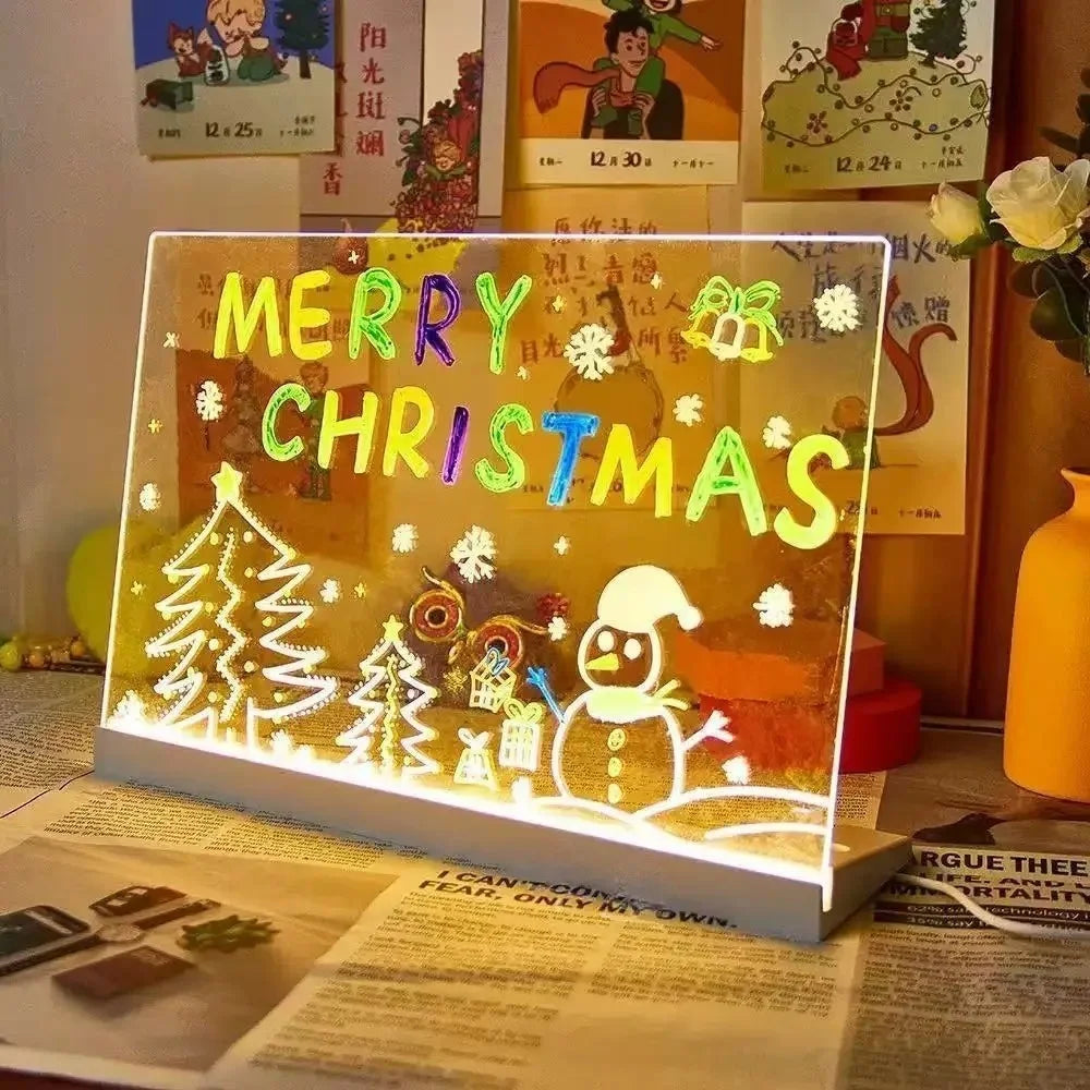 Magic Glow Kids Drawing Board: Reusable LCD Tablet with Night Light LED Note Board Erasable Light-Up Doodle Pad - Sun Studio