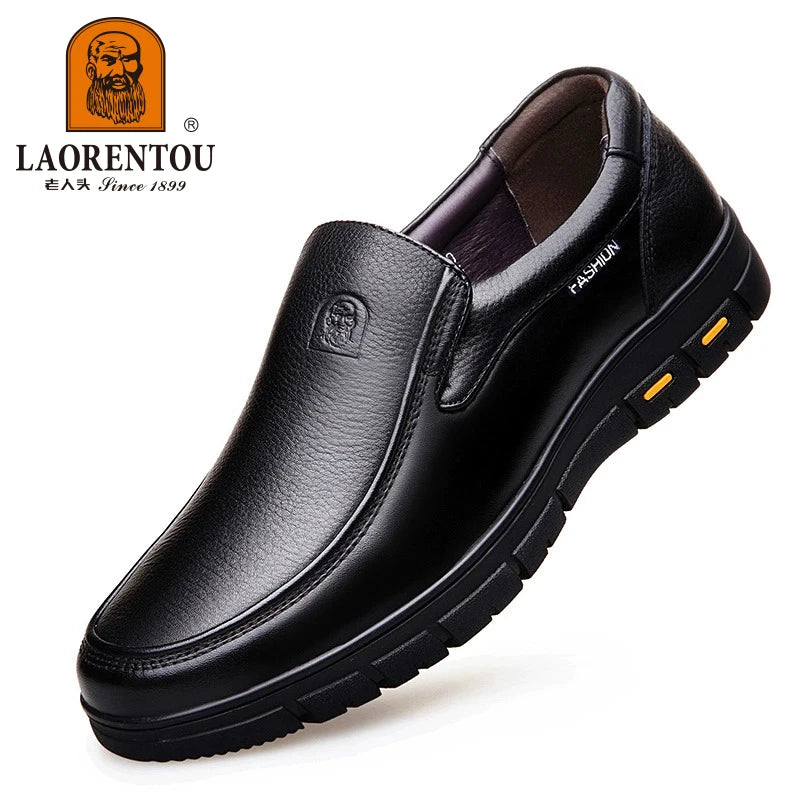 LAORENTOU genuine leather thick soled casual leather shoes for middle-aged and elderly fathers, oversized business shoes 66736 - Sun Studio