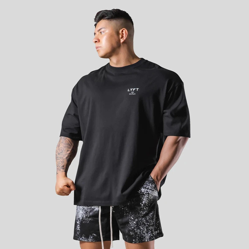 Gym Fitness Shirt Men Running Sport Loose T-shirt Short Sleeve Cotton Tee Tops Summer Male Bodybuilding Training Workout Apparel - Sun Studio