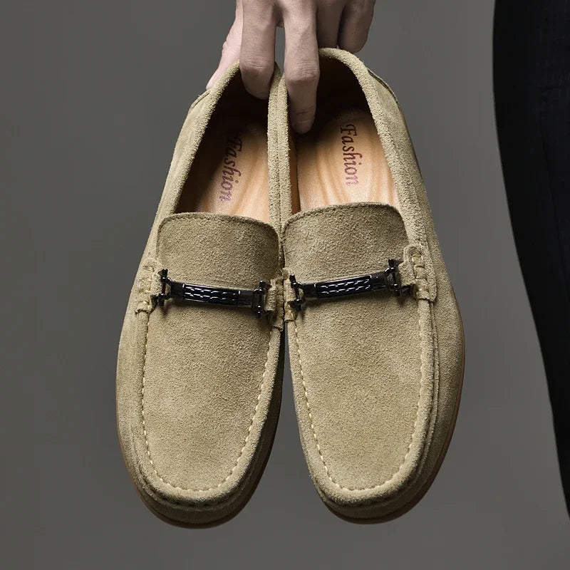 Fashion Brand Men's Spring Suede Casual Leather Shoes Bean Shoes New Outdoor Men's Comfortable Soft Soled Non Slip Driving Shoes - Sun Studio