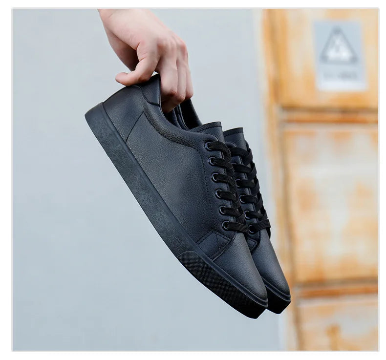 Spring Summer Flat Mens Casual Shoes Soft Pure Black Fashion Male Footwear Cool Young Man Street Style Comfortable - Sun Studio