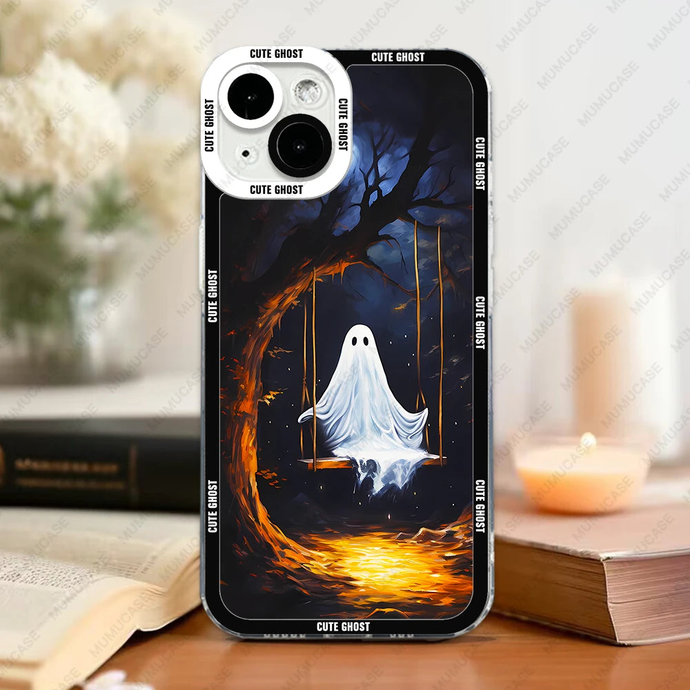 Case For iPhone 16 15 14 13 Pro Max 12 Mini 11 XS X XR SE 7 8 Plus Soft Cover Cute Little Ghost - Sun Studio