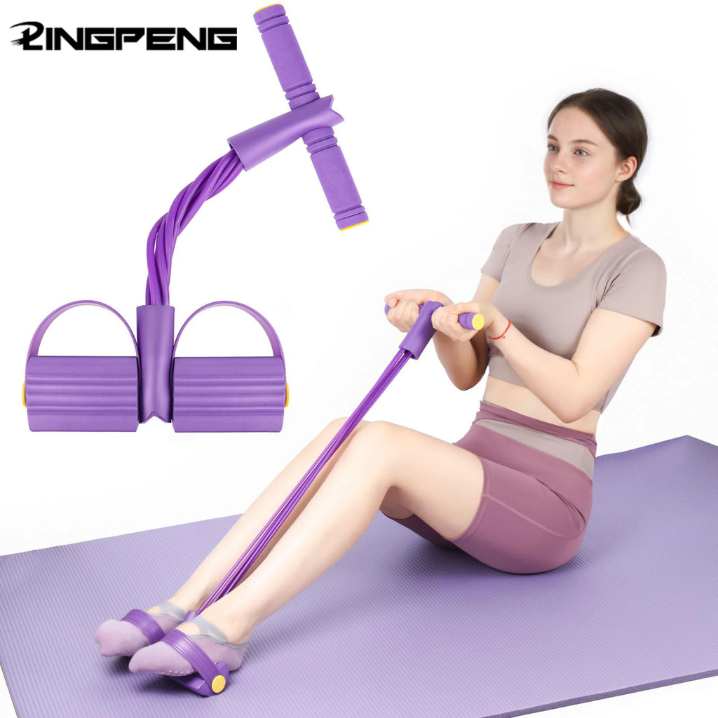 Multi-Functional Four-Tube Pedal Tensioner Yoga Elastic Band Home Fitness Equipment Abdominal Strengthening Tension Rope - Sun Studio