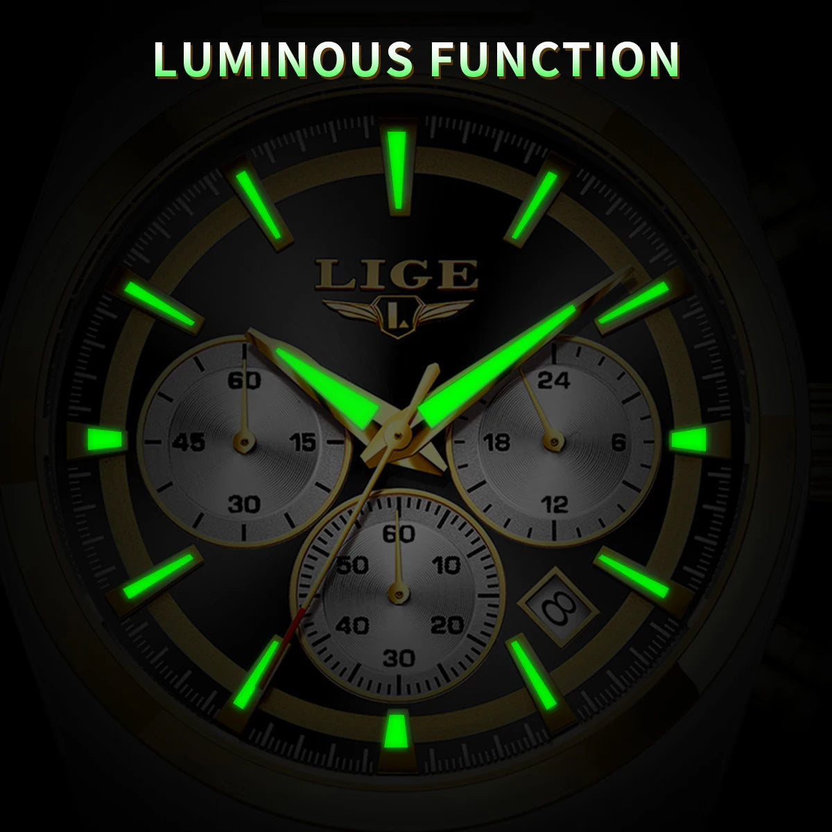 LIGE Top Luxury Man Quartz Watch Waterproof Luminous Date Chronograph Watches For Men Stainless Steel Fashion Men's Watch Reloj - Sun Studio