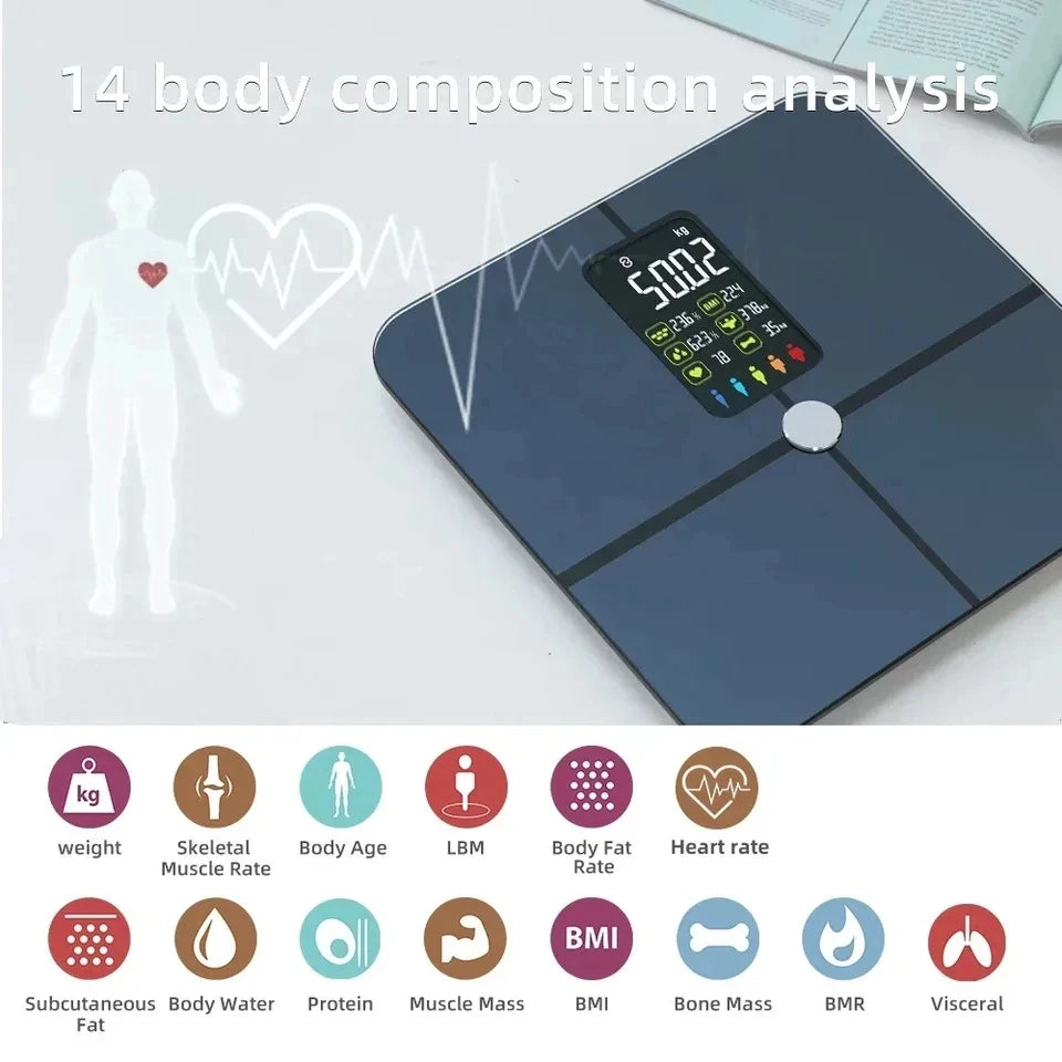 Smart Body Scales Weight Body Fat Scale Fitness Smart Scale BMI Body Composition Analyzer Wireless Digital Bathroom Weight Scale - Sun Studio