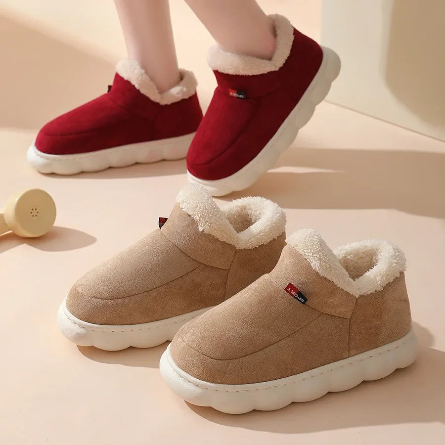 Warm Furry House Slippers Women Men Winter New Fashion Comfort Plush Slippers Home Indoor Outdoor Soft Thick Sole Cotton Shoes - Sun Studio