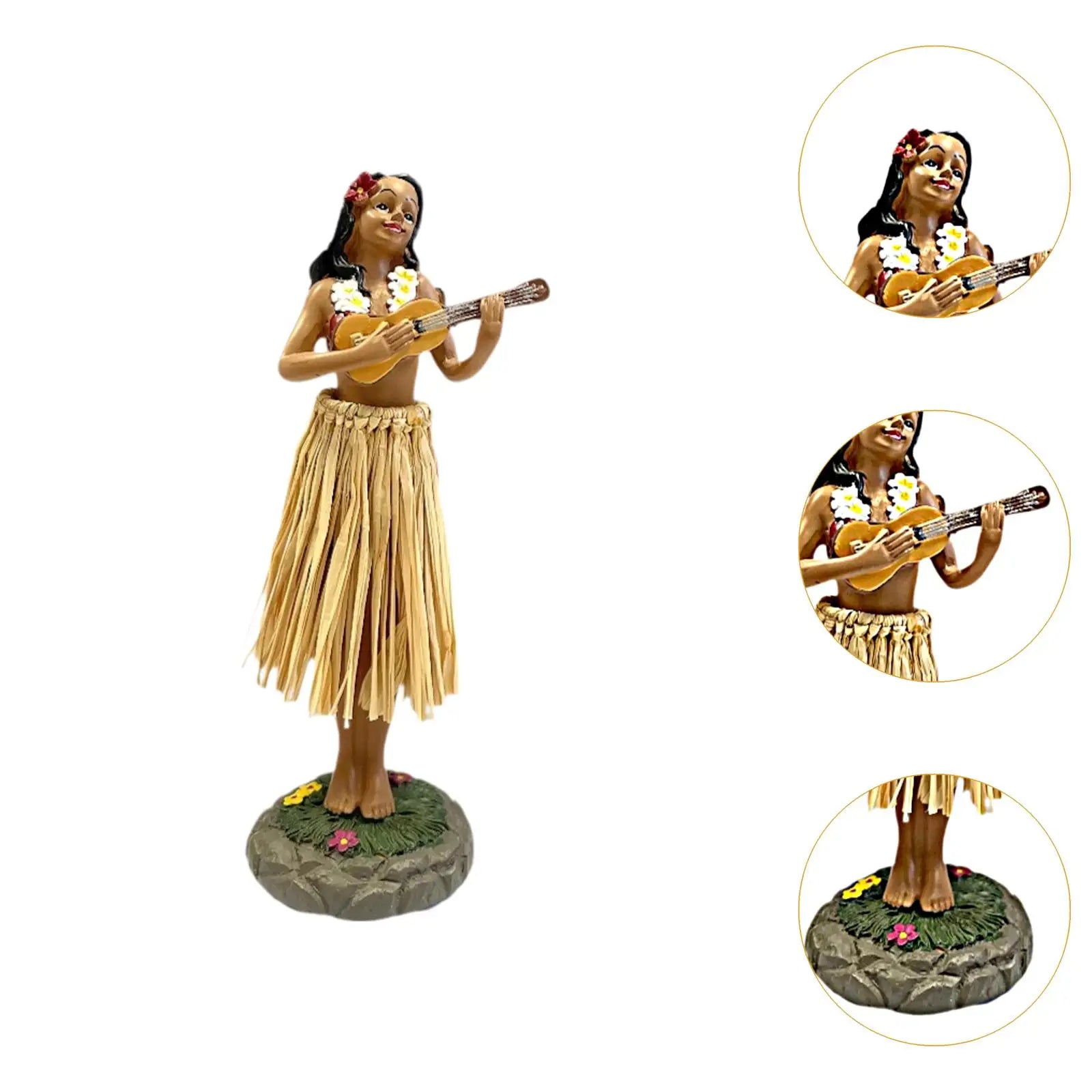 Hawaiian Hula Girl Dashboard Doll with Ukulele for Car Dashboard Collection Figurines Gifts Home Decor Mini Size Doll Dashboard - Sun Studio