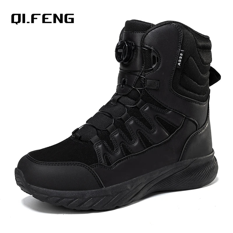 Large Outdoor Training Boots Men's Mountaineering Hiking Boots High Top Rotating Buckle Fashion Camouflage Sports Shoes - Sun Studio