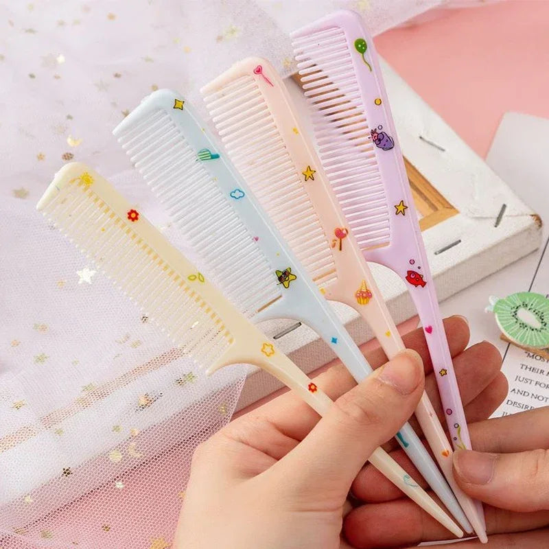 2pcs Kids Hair Combs Set Cartoon Animals Children Hairdressing Comb with Pointed Tail Girls Portable Anti-Static Plastic Comb - Sun Studio