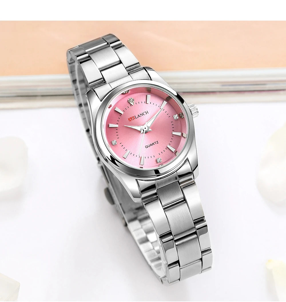 Ladies Dress Watch 29mm Silver Stainless Steel Gorgeous Rhinestone Quartz Clock Suitable Banquet Accessories & Daily Decoration - Sun Studio
