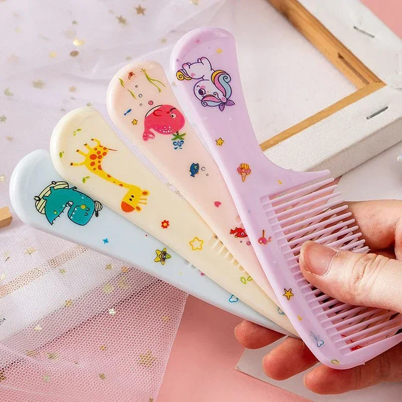 2pcs Kids Hair Combs Set Girls Portable Anti-Static Plastic Comb Cartoon Animals Children Hairdressing Comb with Pointed Tail - Sun Studio